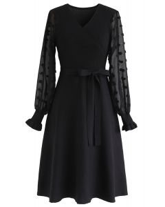 There You Go Wrap Knit Dress in Black