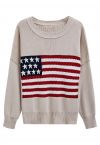 American Flag Ribbed Oversized Sweater
