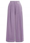 Side Pocket Wide-Leg Linen-Blend Pants in Lavender