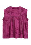 Raw Detail 3D Floral Sleeveless Dolly Top in Magenta