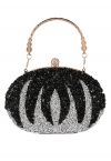 Rhinestone Pumpkin Oval Clutch in Black