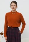 Elemental Mock Neck Long-Sleeve Wool Sweater in Orange