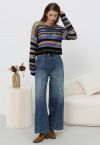 Iconic Silhouette Belted Palazzo Jeans in Blue