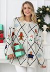 Cheer Christmas Gingerbread Buttoned Knit Cardigan in White