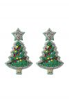 Vibrant Beaded Christmas Tree Earrings