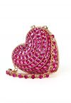 Rhinestone Mini Heart Shoulder Bag in Pink