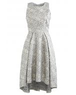 Glitzy Lines Embossed Jacquard Waterfall Dress