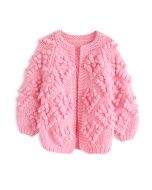 Knit Your Love Cardigan in Hot Pink For Kids