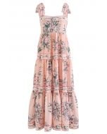 Blush Bouquet Printed Tie-Strap Maxi Dress