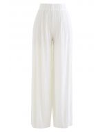 High-Waisted Ribbed Pants in Cream