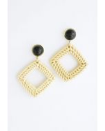 Square Rattan Straw Earrings