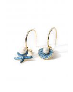Starfish and Shell Hook Earrings