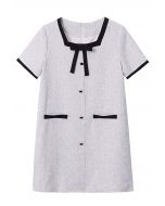 Bowknot Decorated Contrast Edge Shift Dress