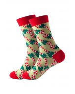 Christmas Vibe Jacquard Crew Socks in Pea Green