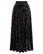 Colorful Sequin Velvet Maxi Skirt