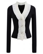 Ruffled Edge Buttoned Knit Top