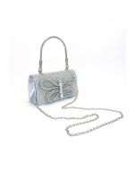 Lavish Butterfly Rhinestone Handbag in Silver