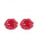 Flaming Lip Heart Earrings in Red