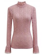 Paisley Full Lace Mesh Inserted Top in Pink