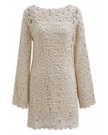 Winding Lace Crochet Scallop Edge Mini Dress