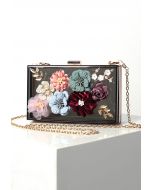 Dainty 3D Floral Translucent Clutch in Black