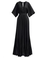 Subtle Romance Deep V-Neck Flutter Sleeve Maxi Dress in Black