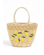 Lemon Pattern Handmade Woven Straw Beach Bag