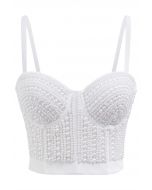 Pearl Embellished Bustier Crop Top