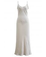 Texture Satin Backless Maxi Dress in Ivory