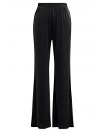 Relaxed Fit Flare Hem Pants in Black