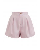 Golden Button Side Pocket Shorts in Pink