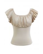 Ruched Detail Cotton Crop Top in Sand