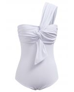 Sweet Knot One-Shoulder One-Piece Swimsuit in White