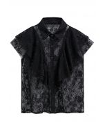 Inspired Cutie Ruffle Full Lace Sleeveless Top in Black