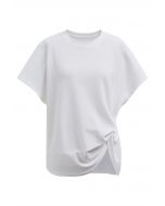 Twist Detail Short-Sleeve T-Shirt in White