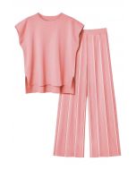 Daily Comfort Sleeveless Top and Straight-Leg Pants Set in Candy Pink