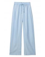 Breezy Cotton Straight-Leg Pants in Blue