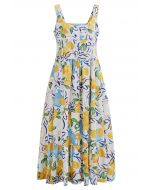 Adored Vibe Lemon Printed Button Down Cami Dress