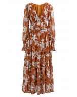 Twilight Lily Crisscross Waist Chiffon Maxi Dress