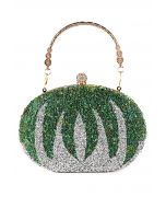 Rhinestone Pumpkin Oval Clutch in Green