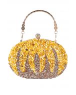 Rhinestone Pumpkin Oval Clutch in Yellow