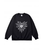 White Heart Spider Web Pattern Sweatshirt