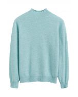 Integral Metallic Thread Mock Neck Wool Sweater in Mint