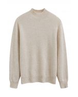 Integral Metallic Thread Mock Neck Wool Sweater in Oatmeal