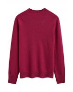 Heartwarming Mock Neck Long-Sleeve Wool Sweater in Magenta