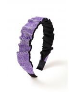 Shimmery Rhinestone Wide Pleats Headband in Purple