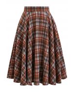 Effortless Plaid Pattern A-Line Skirt in Red