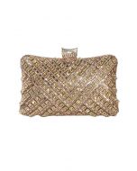 Fancy Rhinestone Overlay Clutch in Champagne