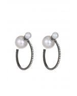 Geometric Pearl Rhinestone Earrings in Smoke