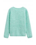 Solid Color Rib Knit Sweater in Mint